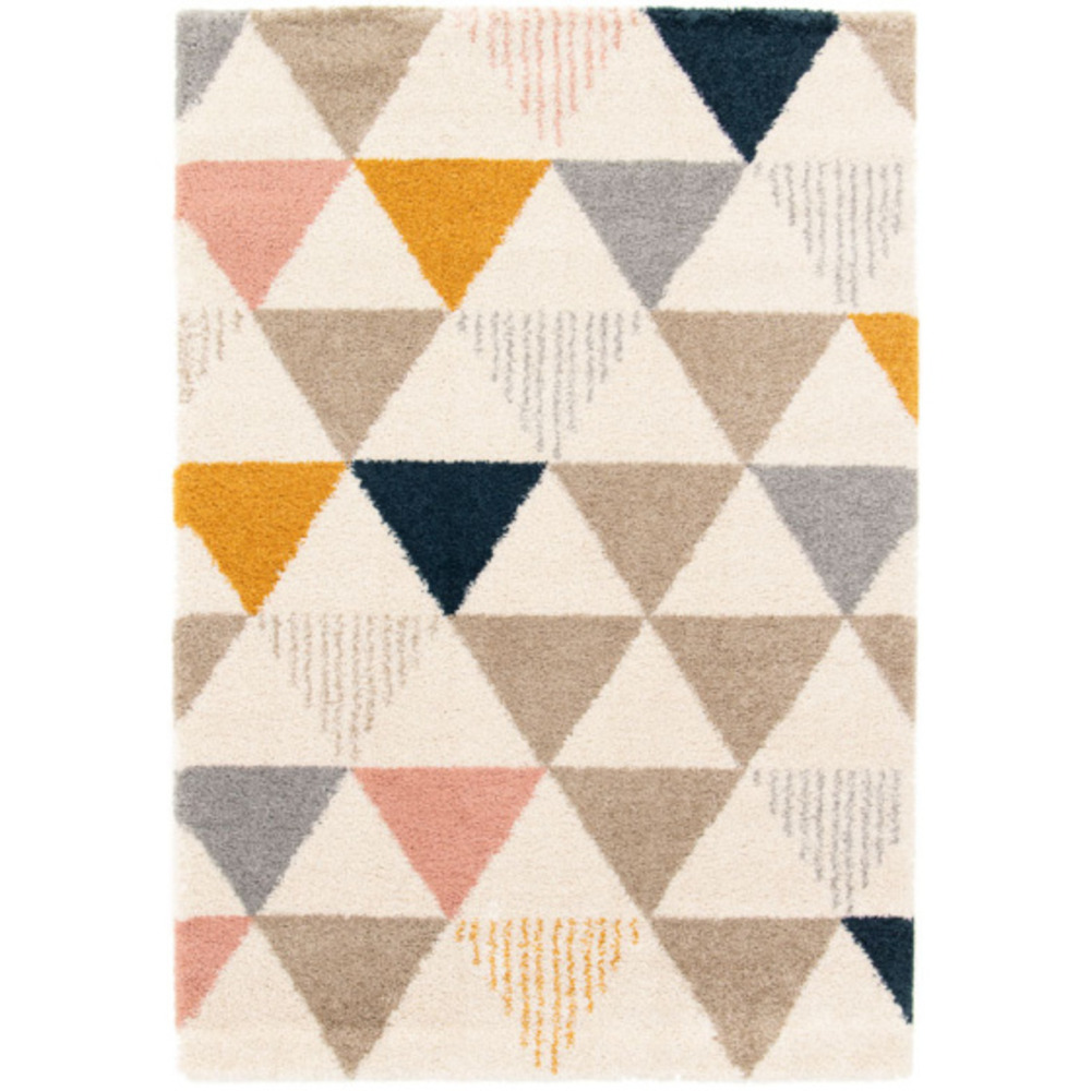 Tapis doux à poils longs - eden - triangles multicolore - 200 x 290 cm