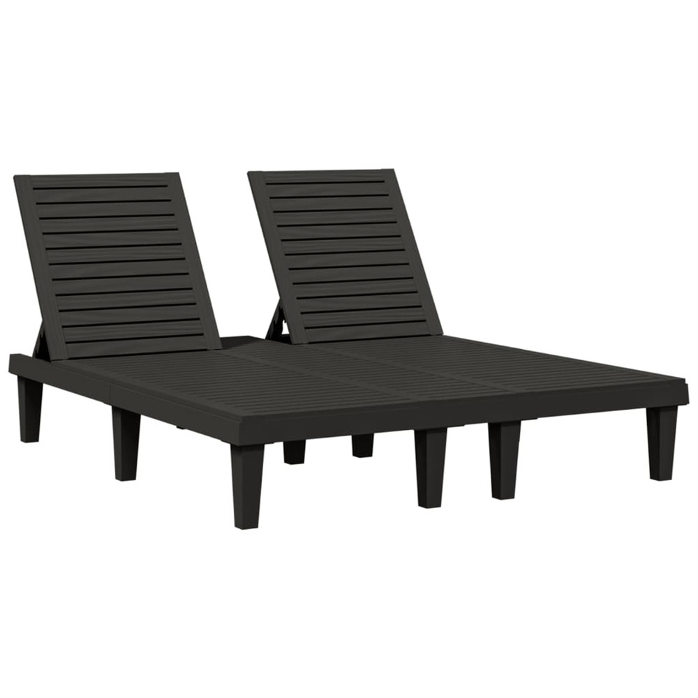 Chaise longue double noir 155x138x83 cm polypropylène bain de soleil