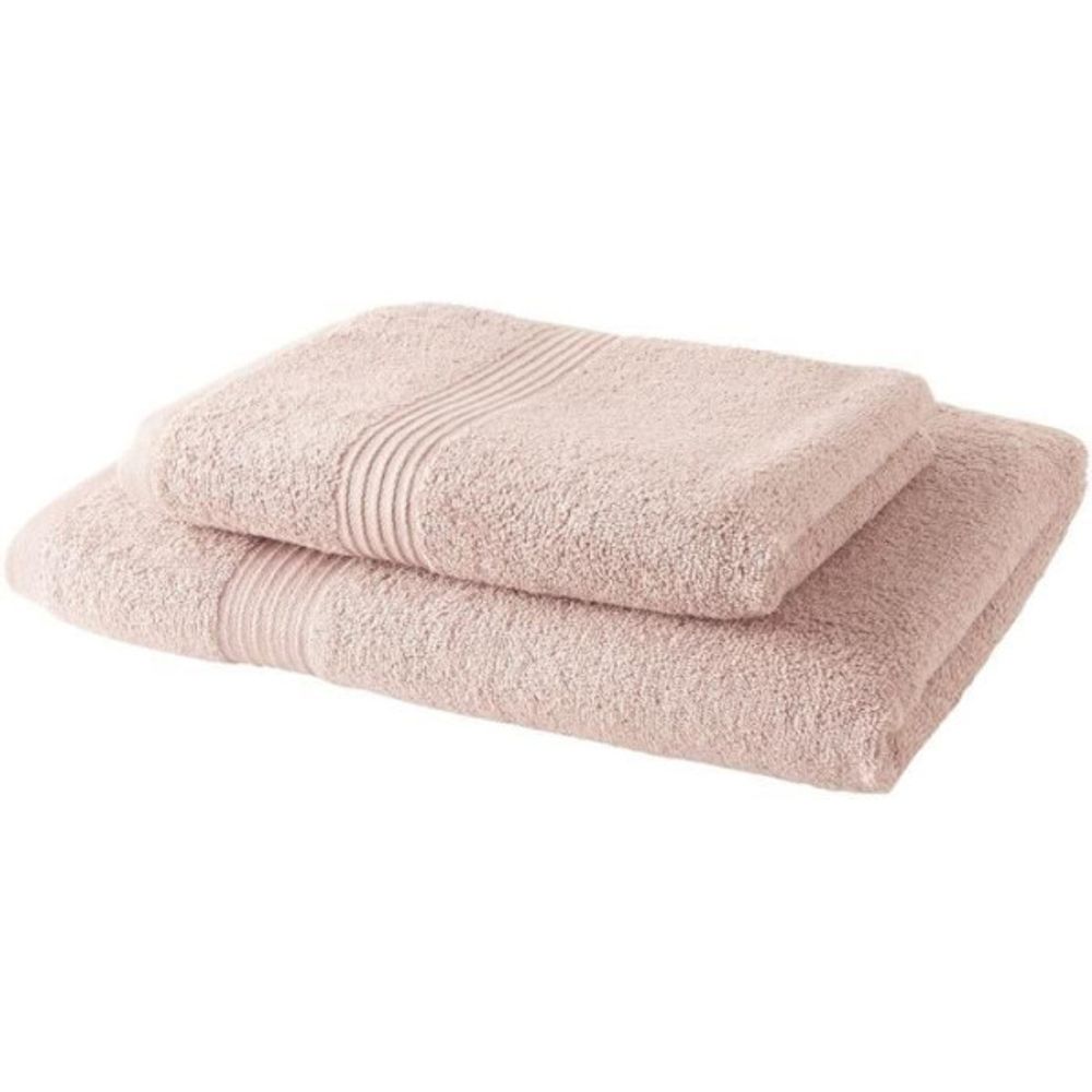 Lot de 1 drap de bain 100% coton 70x130 cm + 1 serviette de bain 50x100 cm - rose des sables