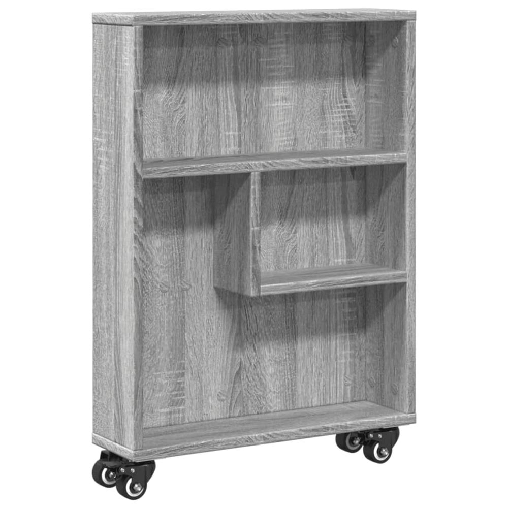 Chariot de rangement étroit sonoma gris bois d'ingénierie