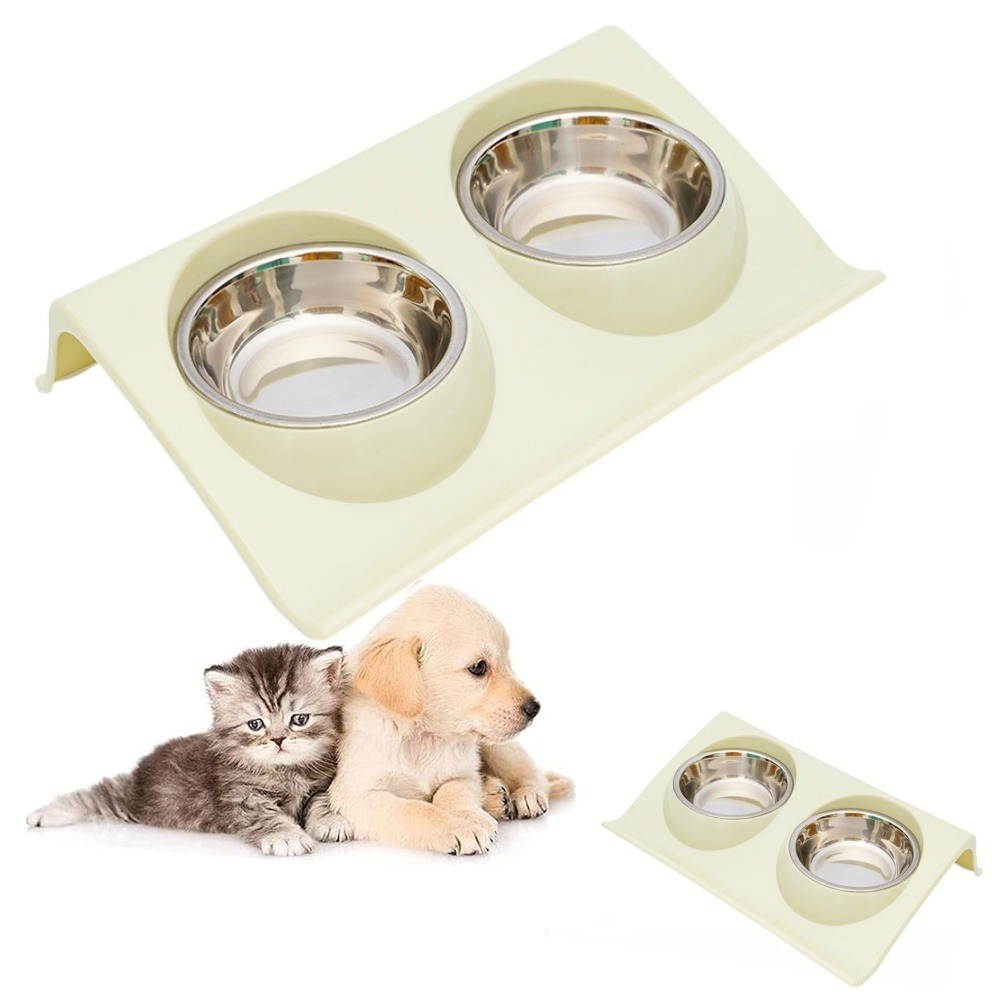 Gamelle double incliné pour animaux 37.5*25*7.5cm-vert clair gamelle pour chat