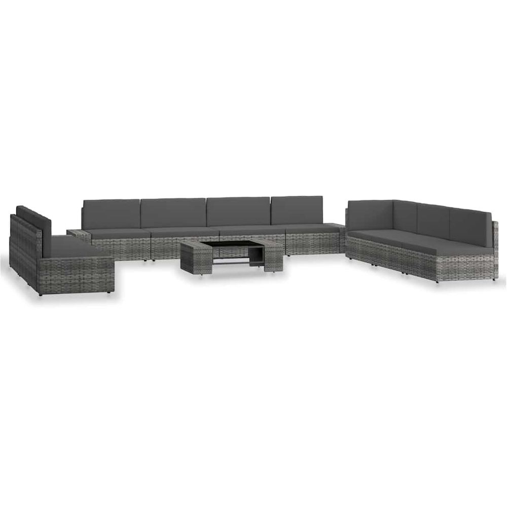Salon de jardin 10 pcs résine tressée gris