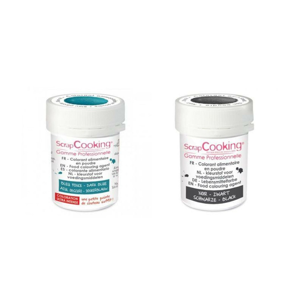 2 colorants alimentaires en poudre - noir-bleu foncé