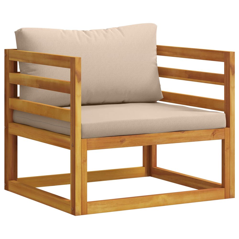 Fauteuil modulable avec coussins bois d'acacia massif naturel
