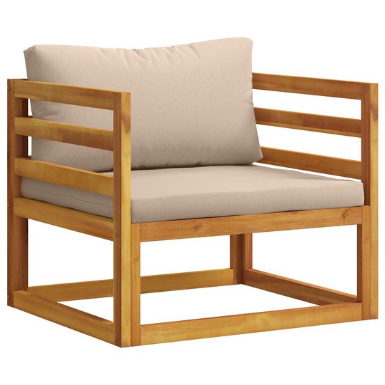 Fauteuil modulable avec coussins bois d'acacia massif naturel