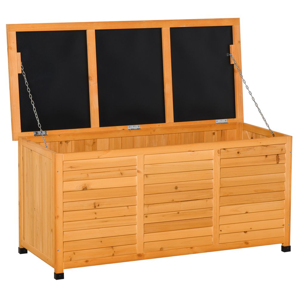 Coffre de rangement extérieur bois sapin imperméable ventilé 284l 127x56x60cm naturel - comfortxl outdoor living