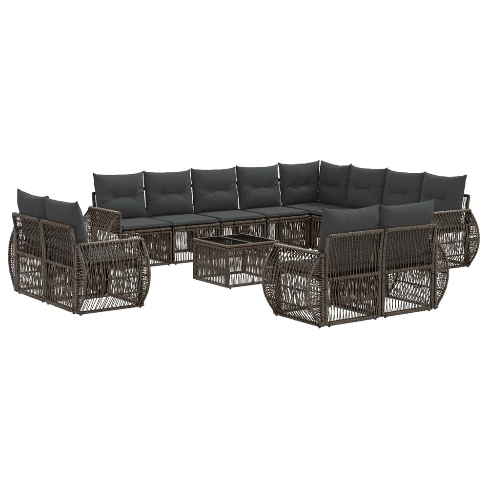 Ensemble de canapé de jardin 13 pc gris et gris foncé polyrotin