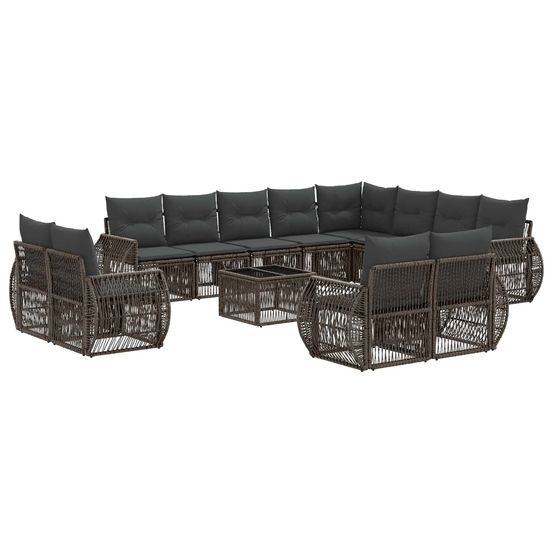 Ensemble de canapé de jardin 13 pc gris et gris foncé polyrotin