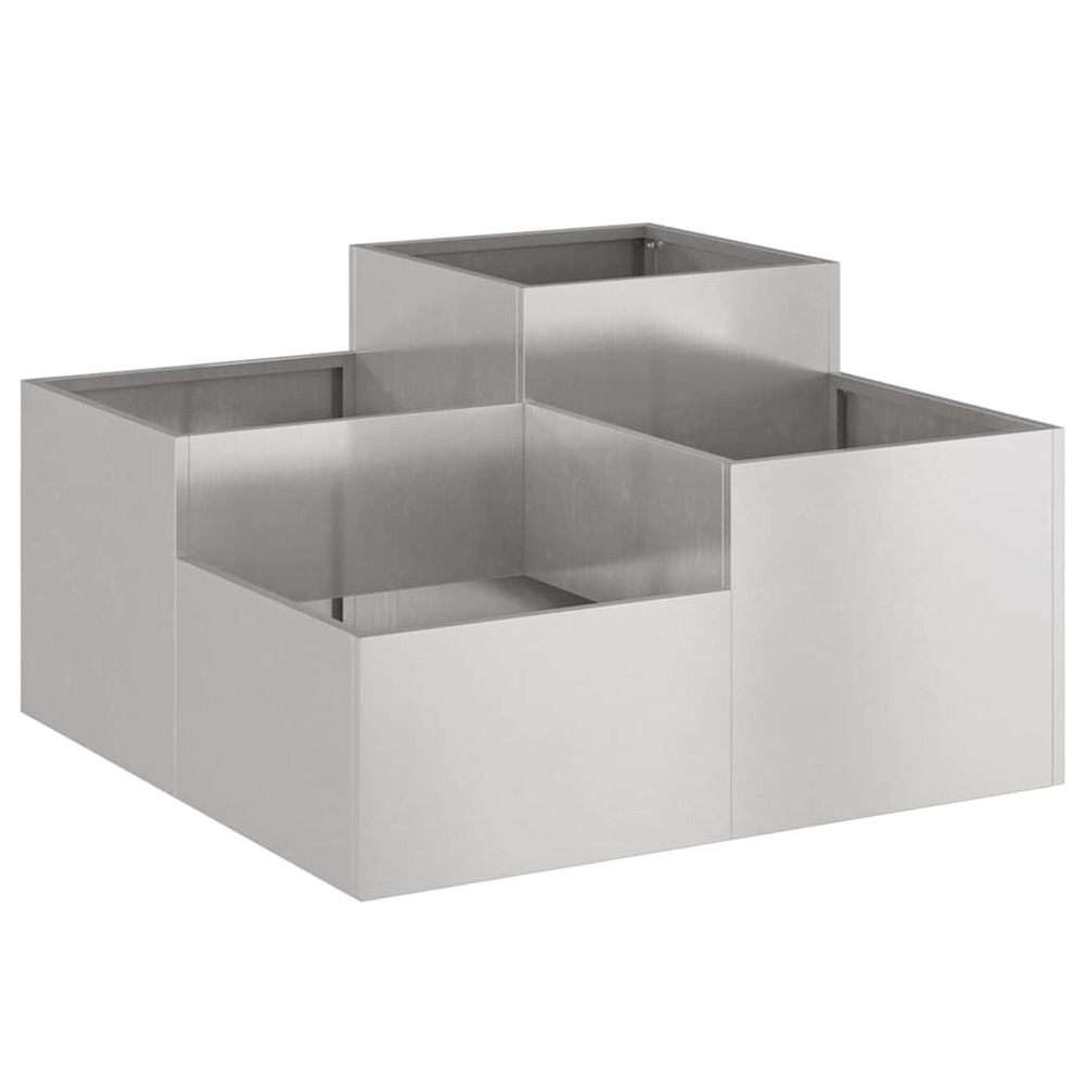 Cache-pot de jardin argent 80 x 80 x 48 cm acier inoxydable