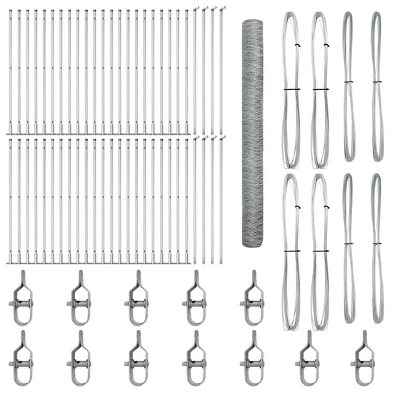 Clôture avec poteaux argent 1,5 x 100 m acier recouvert de pvc