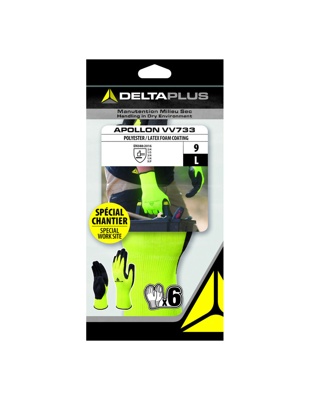 Lotx6 gant polyest enduit latex09 - delta plus