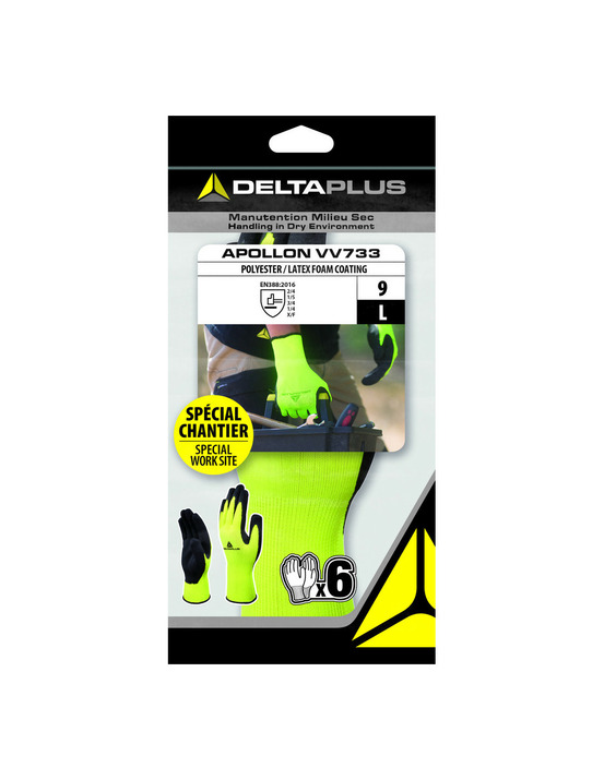 Lotx6 gant polyest enduit latex09 - delta plus
