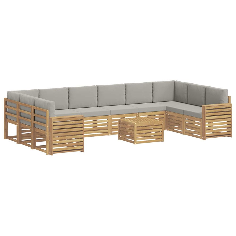 Ensemble de canapés d'extérieur 11 pc blanc et gris clair