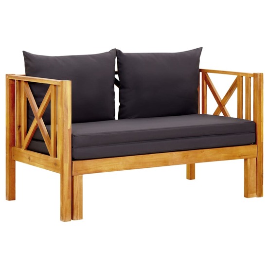 Banc de jardin meuble de patio d'extérieur terrasse 2 places et coussins 122 x 66 x 68,5 cm bois d'acacia massif