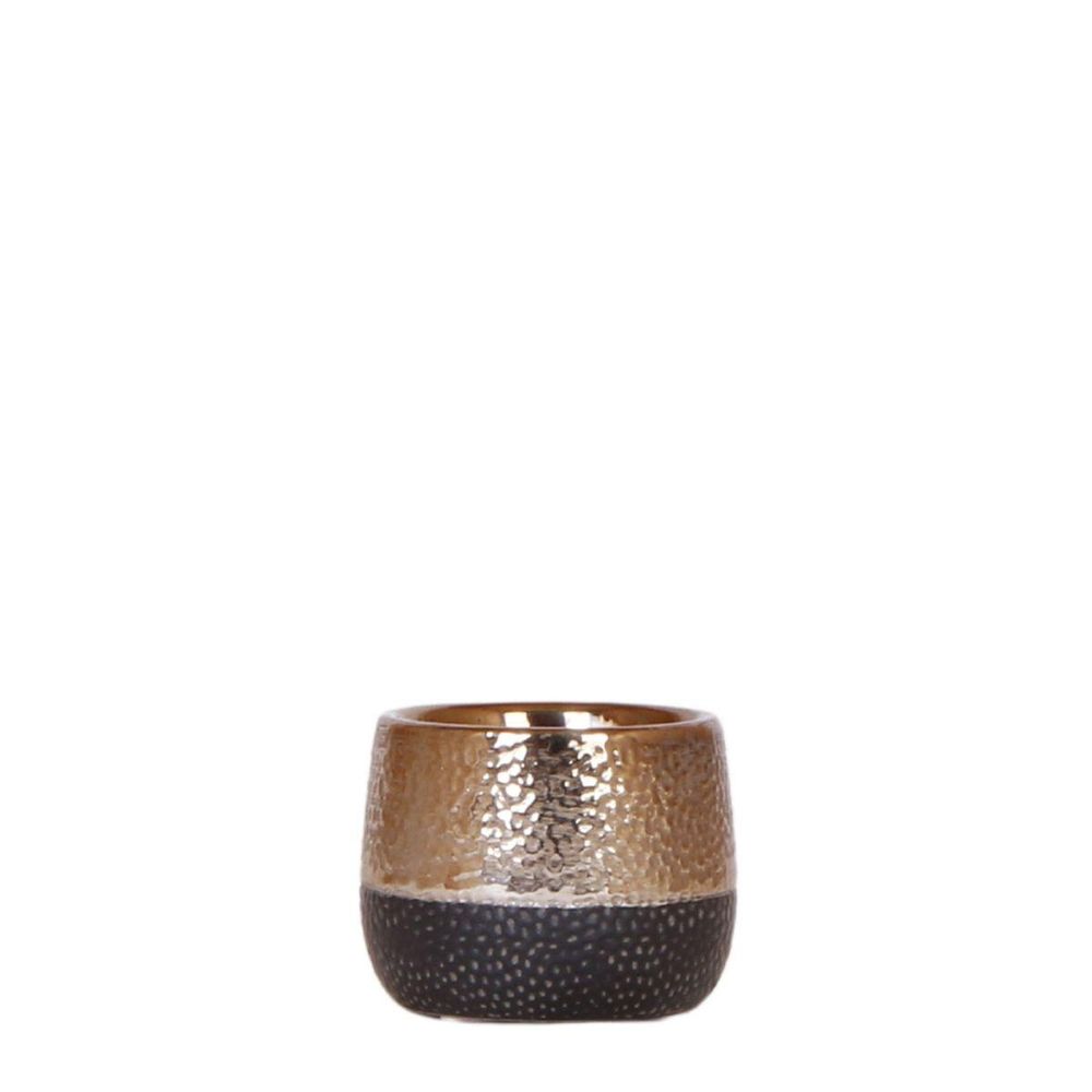 Cache-pot céramique effet métallisé - éclat précieux - pot de 6cm - cuivre