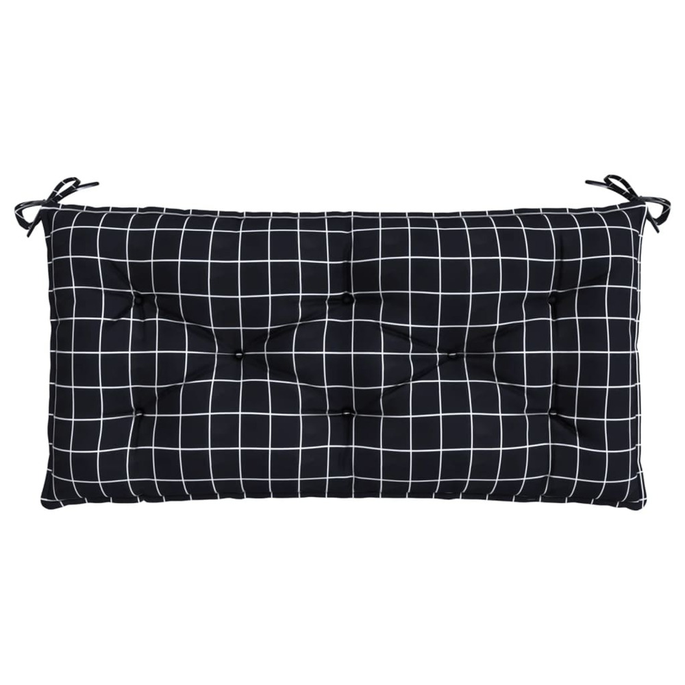 Coussin de banc de jardin carreaux noir 110x50x7 cm tissu