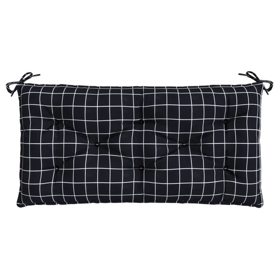 Coussin de banc de jardin carreaux noir 110x50x7 cm tissu
