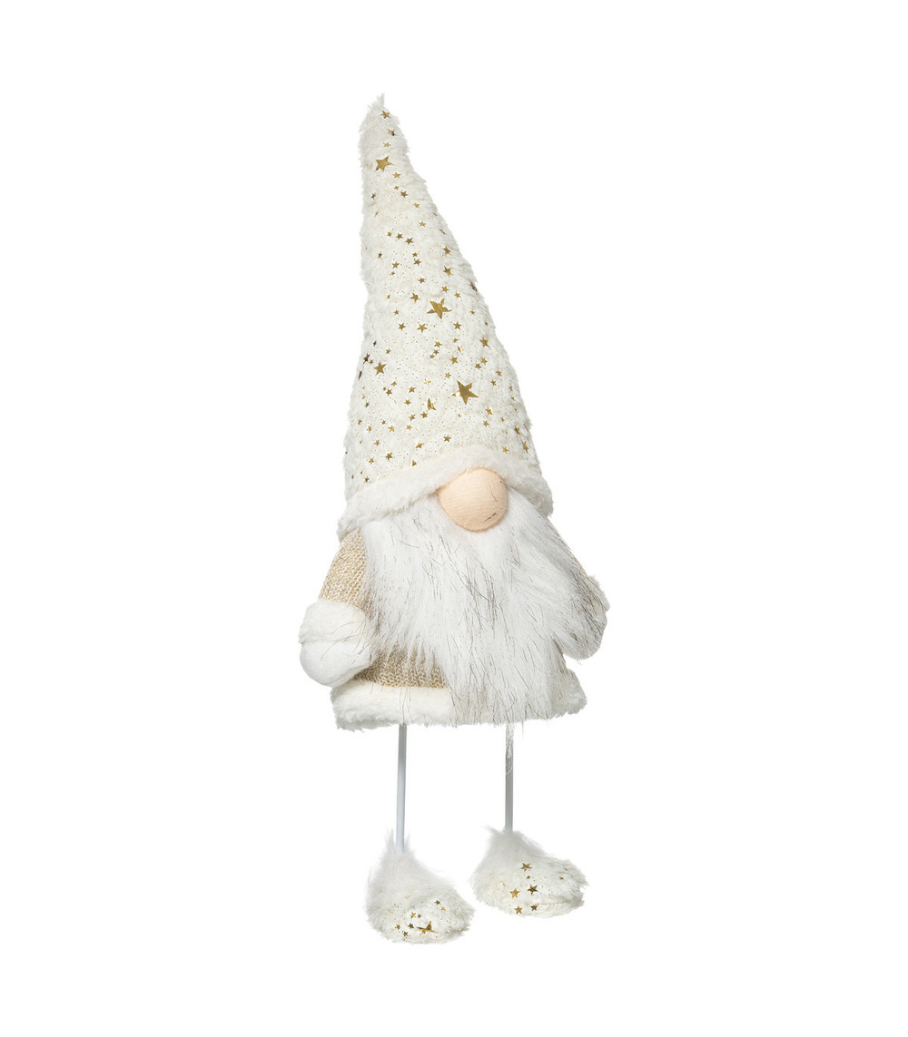 Père noël scandinave blanc et doré h 40 cm