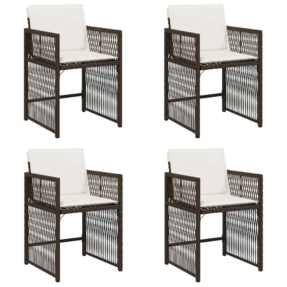 Chaises de jardin avec coussins lot de 4 marron résine tressée