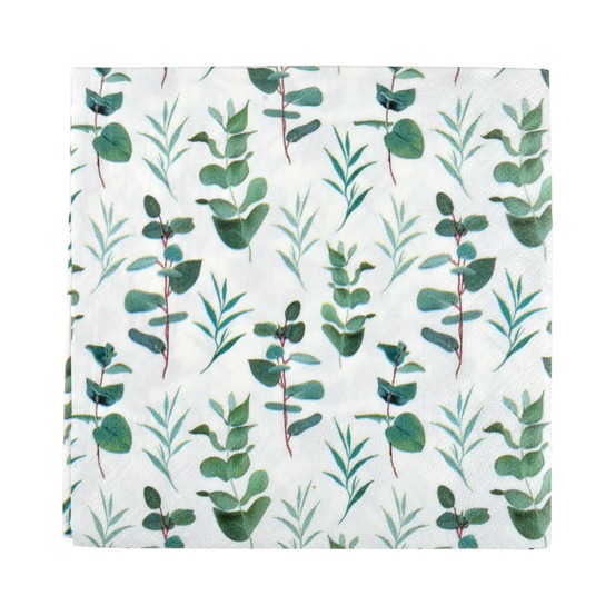 20 serviettes en papier branche d'eucalyptus
