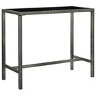 Table bar de jardin gris 130x60x110 cm résine tressée et verre