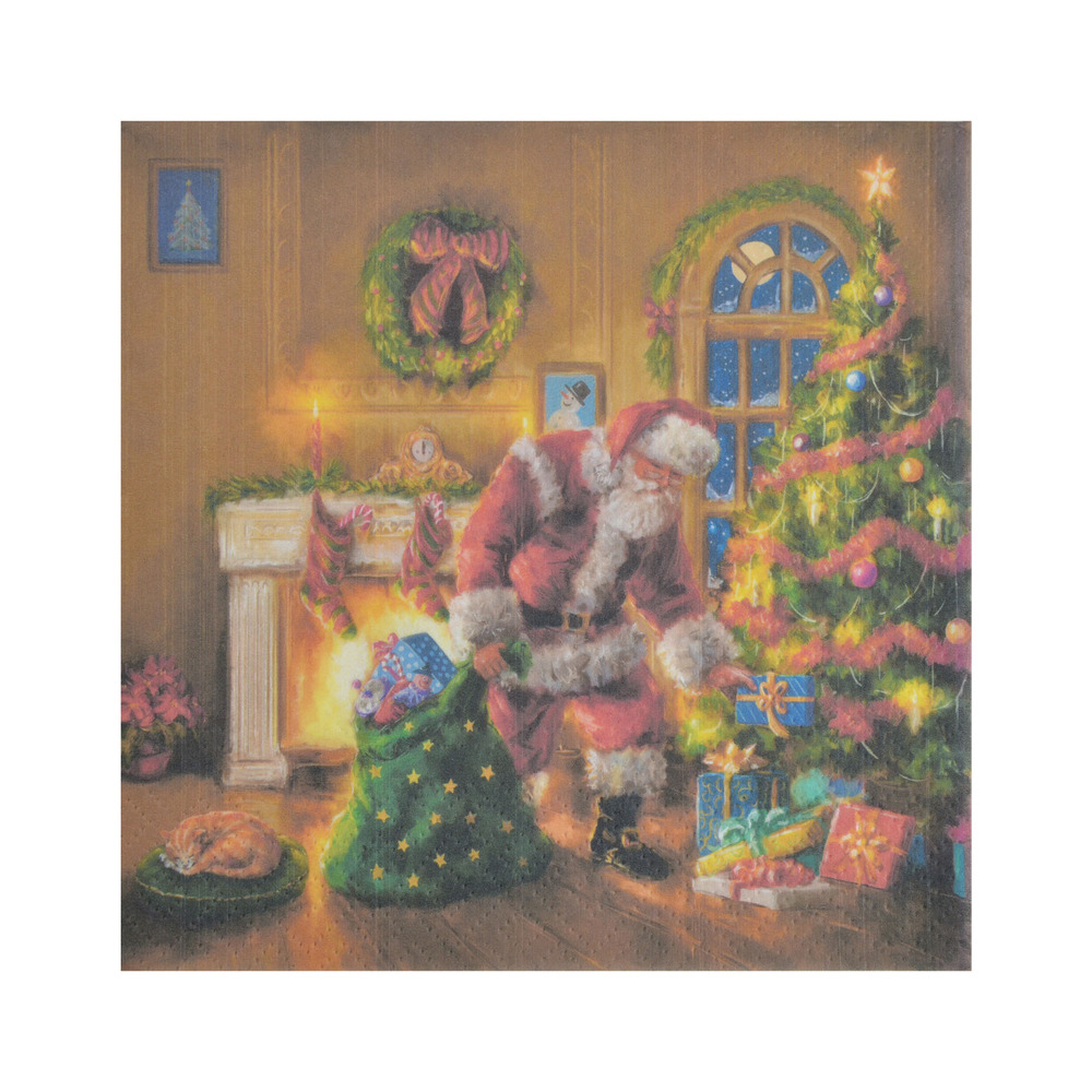 20 serviettes en papier pere noel et cadeaux