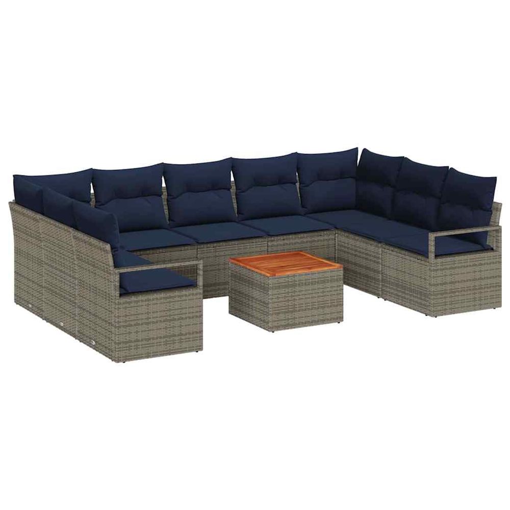 Ensemble de canapé de jardin 10 pc gris polyrotin
