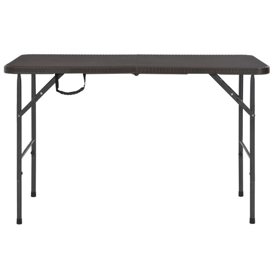 Table de jardin pliante marron 120x60x74cm pehd aspect de rotin