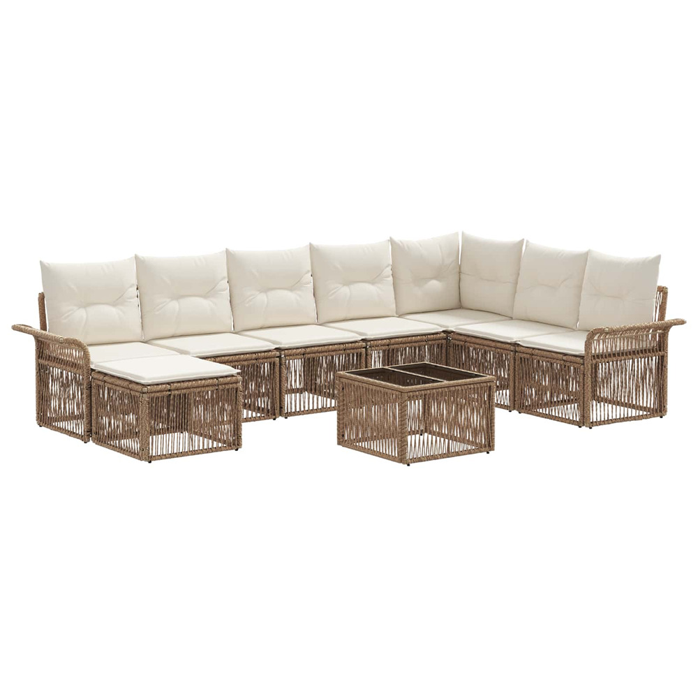 Ensemble de canapé de jardin 9 pcs beige polyrotin