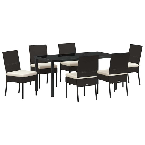 Ensemble de salle à manger pour jardin 7 pcs noir poly rotin