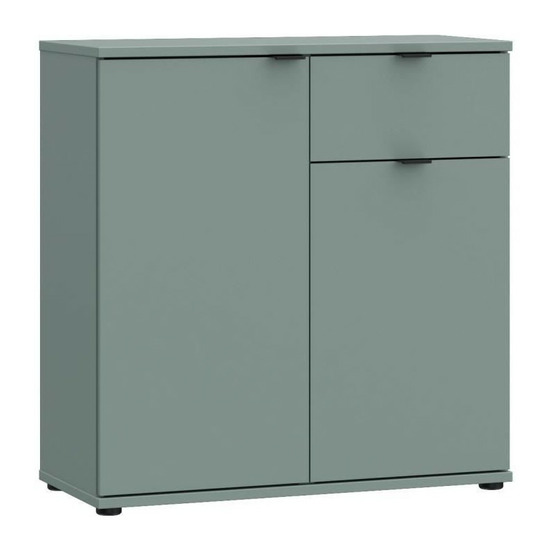 Petit meuble de rangement - buffet - ganymede - 2 portes - 1 tiroir - sauge - 80,1 x 34,1 x 82,3 cm