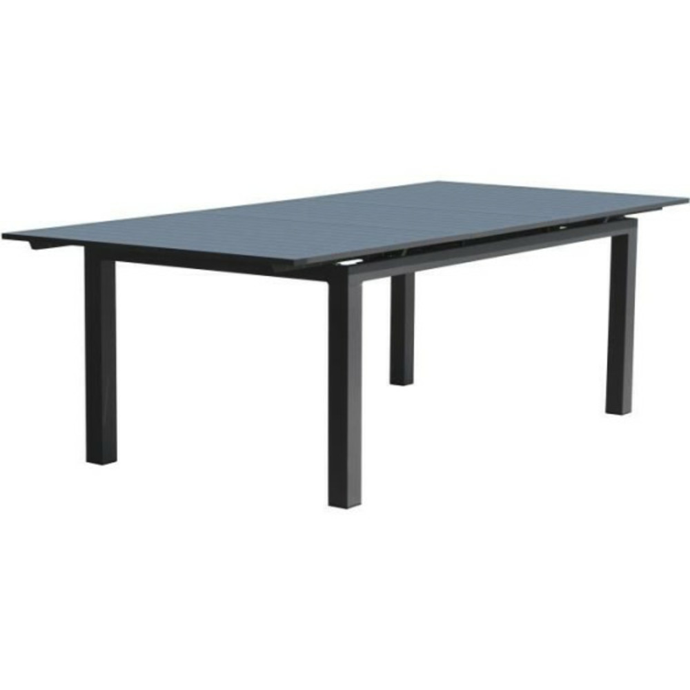 Table de jardin rectangulaire extensible - gris anthracite - aluminium - 12 personnes - 240/300 x 100 cm - miami -