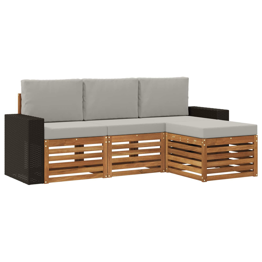 Ensemble de canapés d'extérieur 4 pcs naturel et gris clair