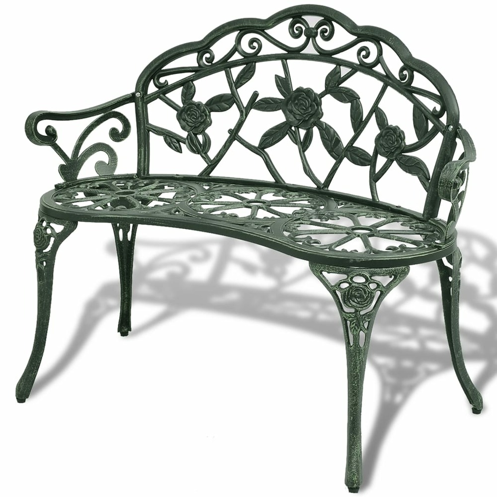 Banc de jardin meuble de patio d'extérieur terrasse 100 x 54 x 80 cm aluminium coulé vert