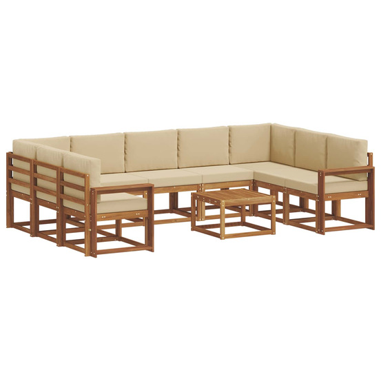 Ensemble de canapés d'extérieur 10 pcs naturel et beige