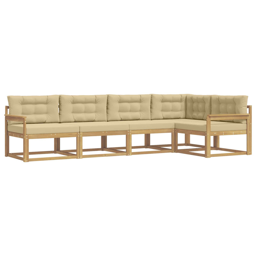 Ensemble de canapés d'extérieur 4 pcs blanc et beige polyester