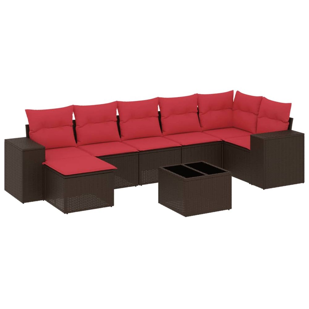 Ensemble de canapé de jardin 8 pcs avec coussins marron