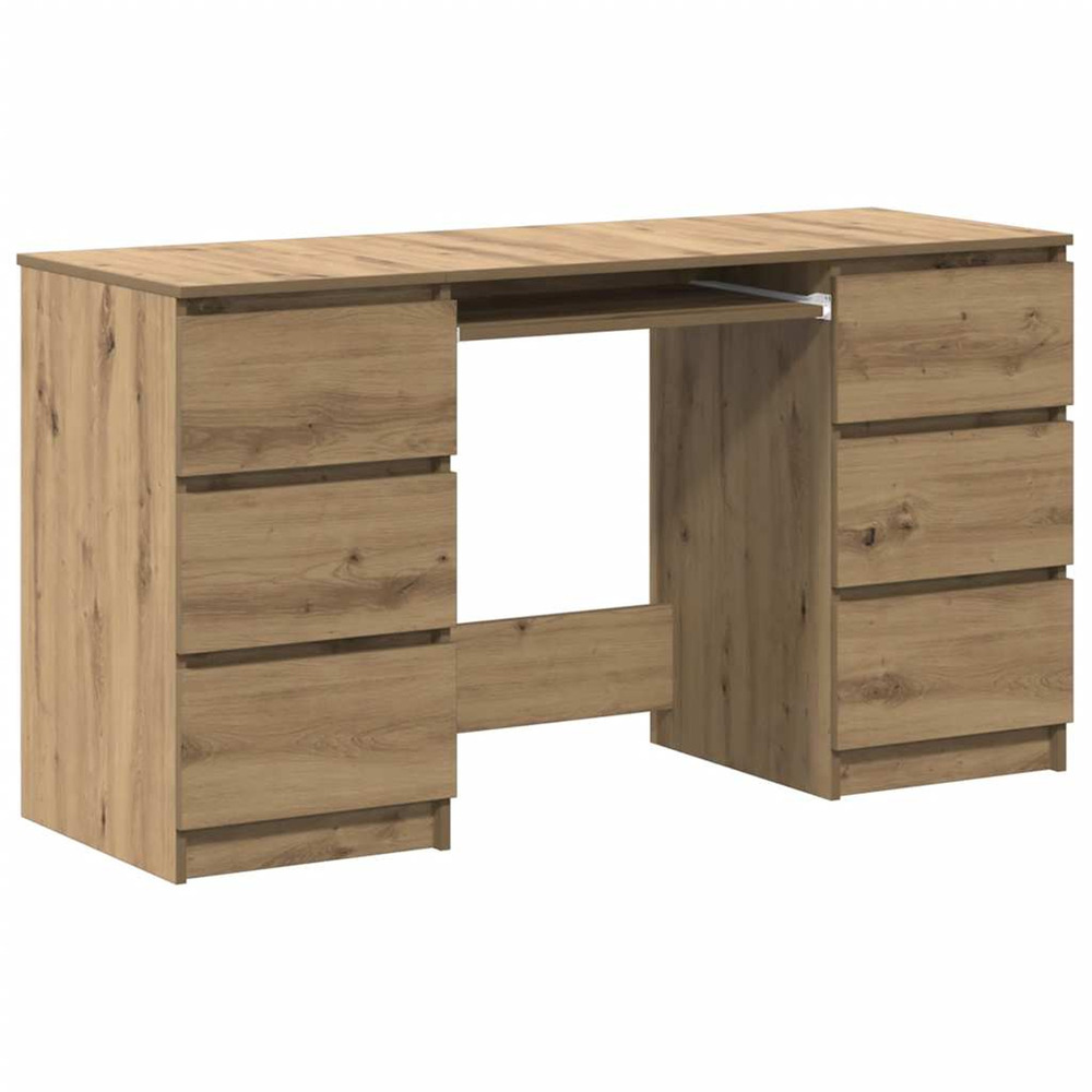 Bureau chêne artisanal 140x50x77 cm bois d'ingénierie