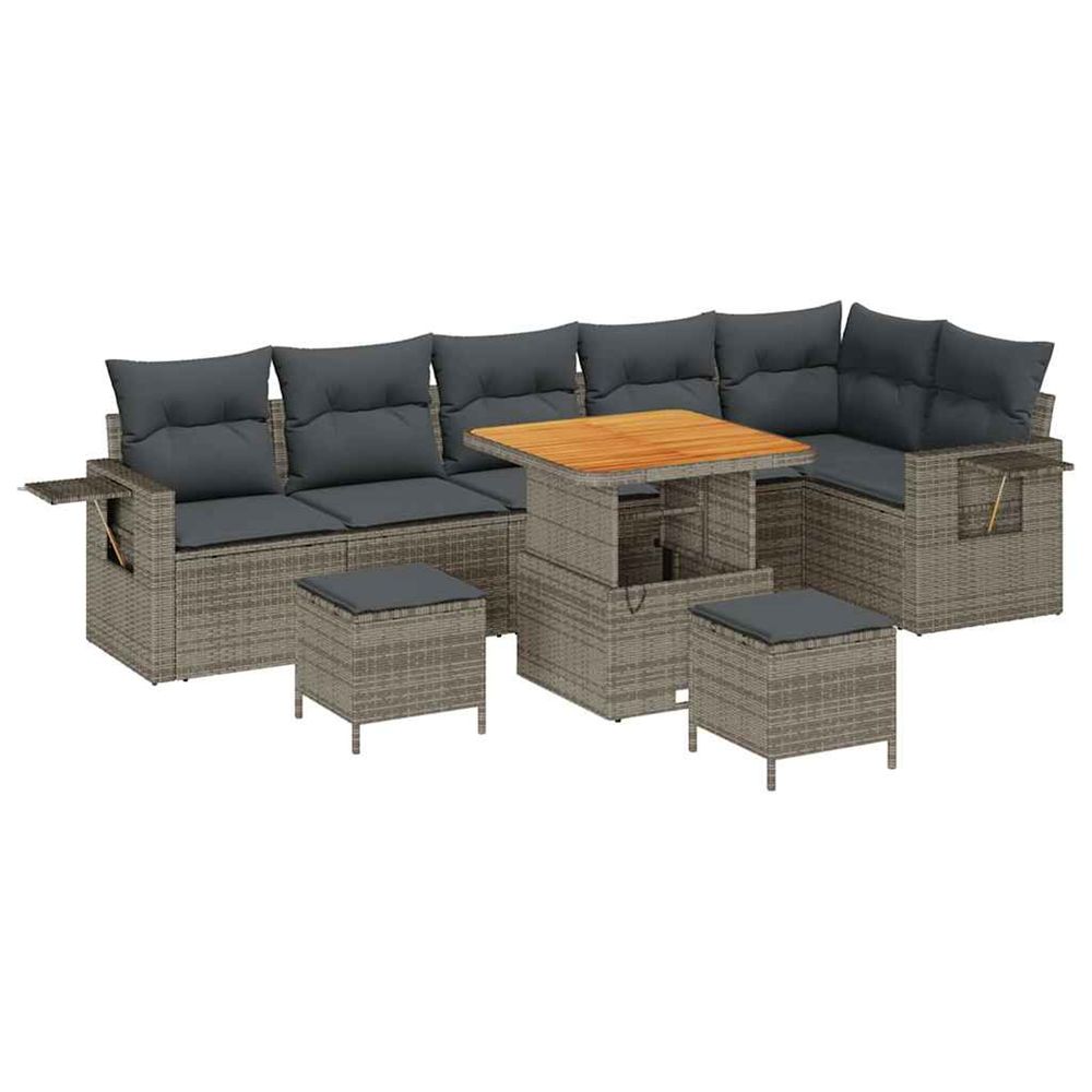 Ensemble de canapé de jardin 11 pc gris polyrotin