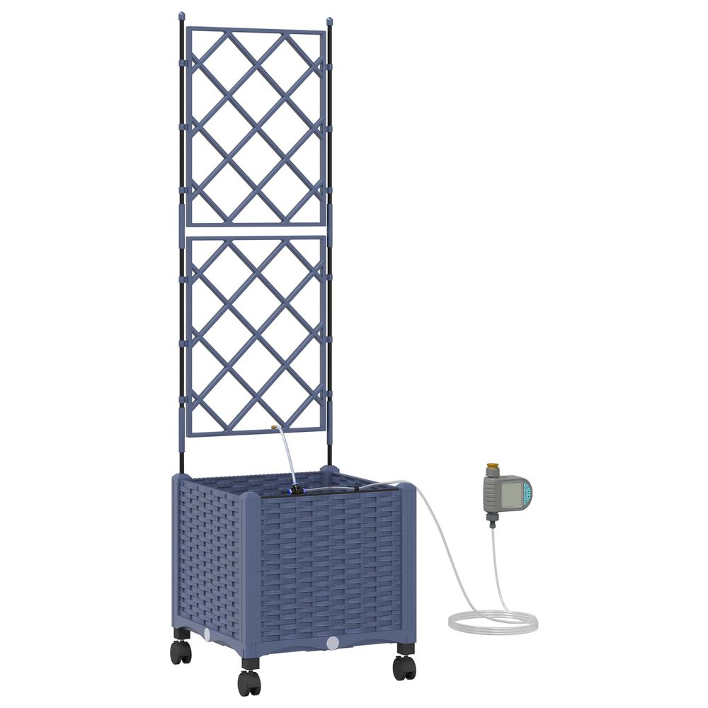Porte-plante de jardin avec irrigation et roues gris pp