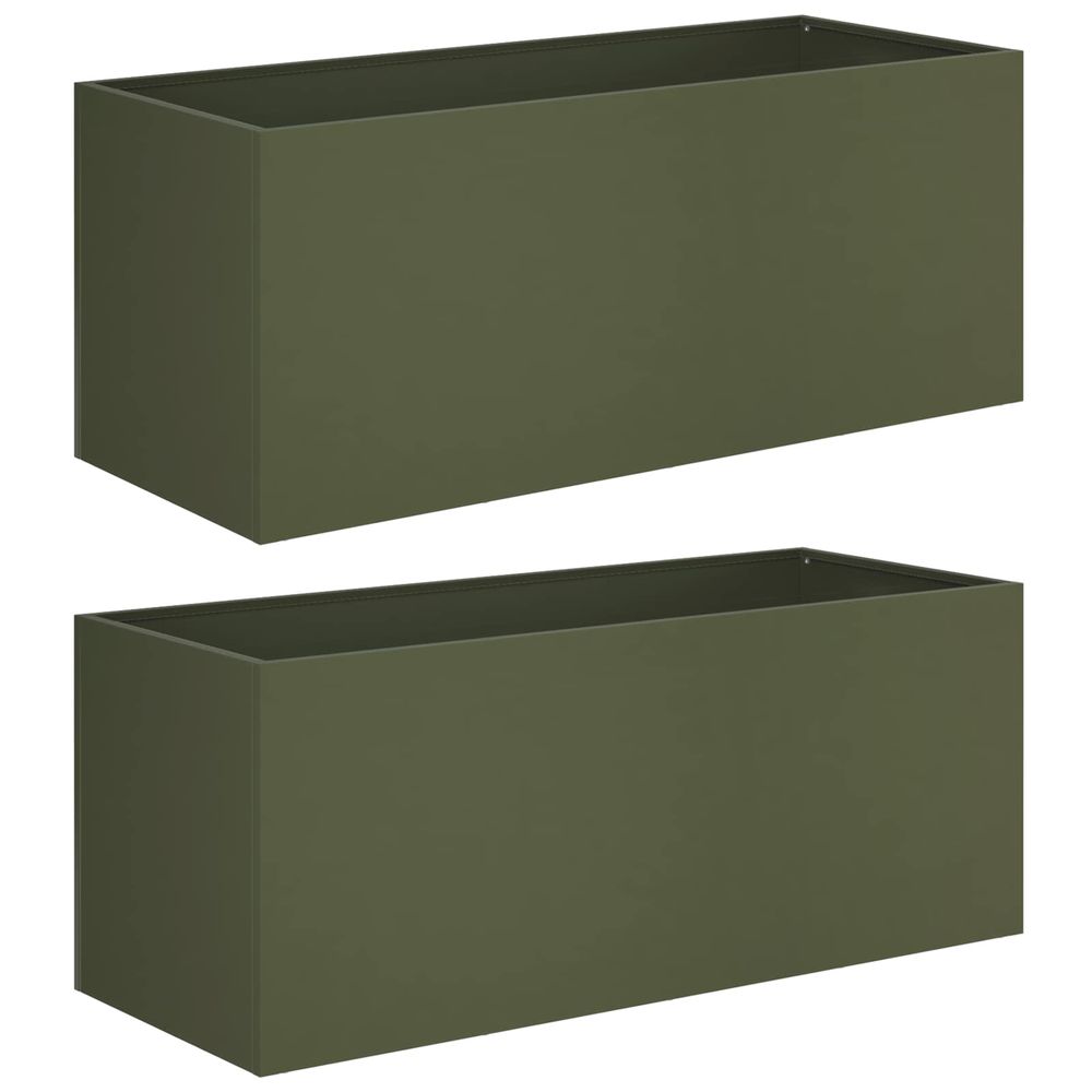 Cache-pot de jardin 2 pc vert olive 80 x 40 x 40 cm