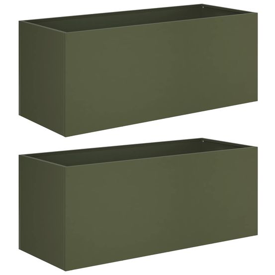 Cache-pot de jardin 2 pc vert olive 80 x 40 x 40 cm