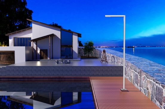 Douche de piscine en acier 316 design raffine double robinet anticalcaire