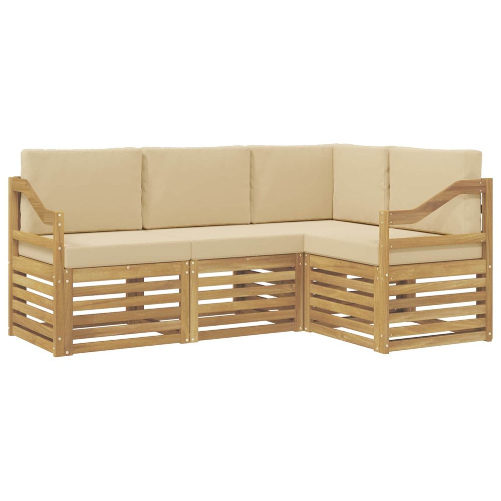 Ensemble de canapés d'extérieur 4 pc blanc et beige polyester
