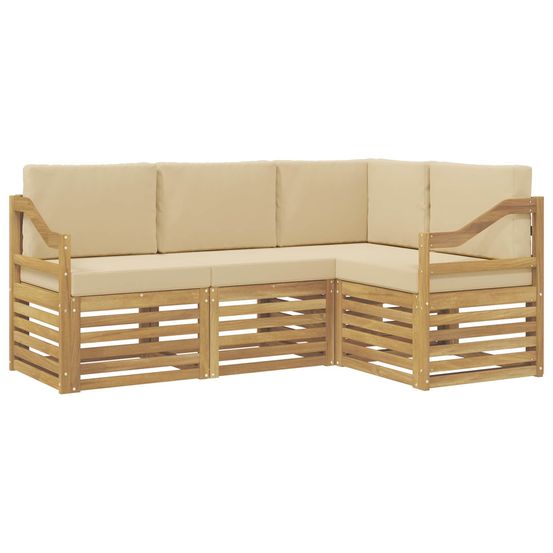 Ensemble de canapés d'extérieur 4 pc blanc et beige polyester