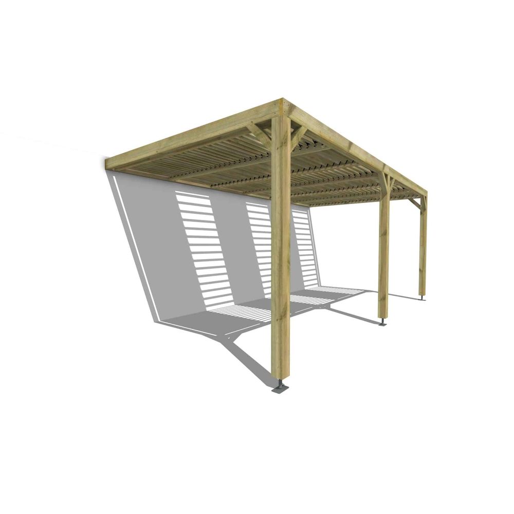 Pergola bois • 6m x 3m • adossée • sens profondeur • lames orientables bioclimatiques incluses • livraison comprise