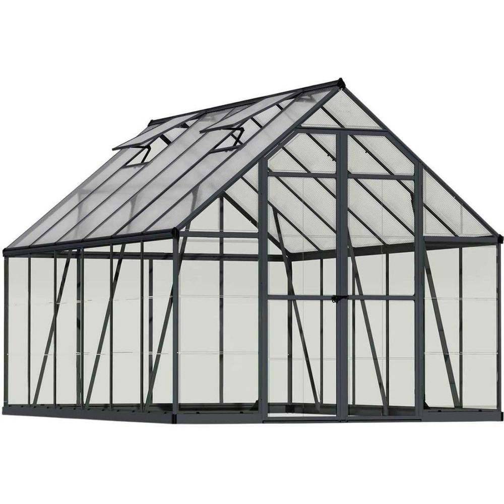 Serre de jardin en aluminium gris et polycarbonate balance 9m²