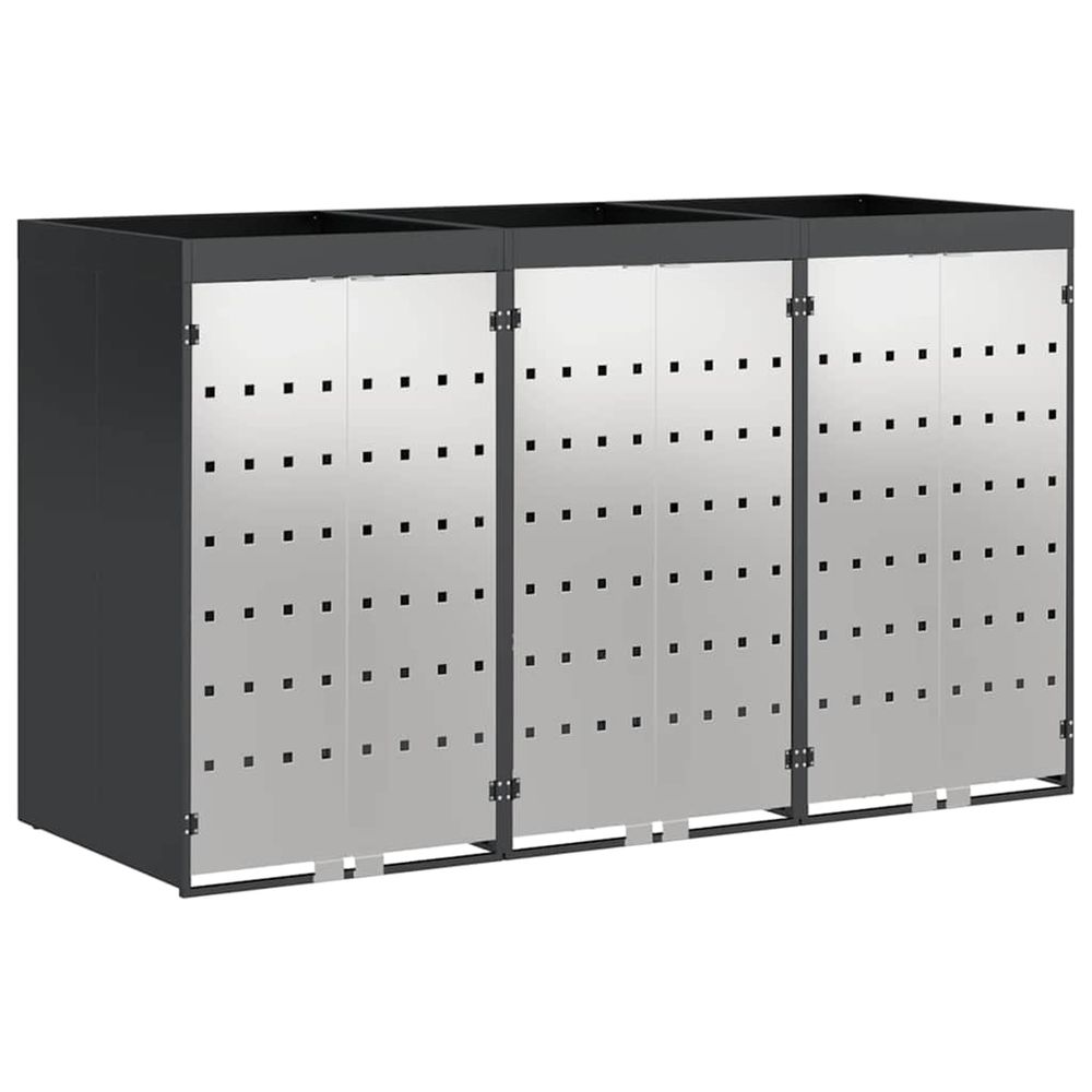 Rangement de poubelle à roulettes pour 3 poubelles anthracite
