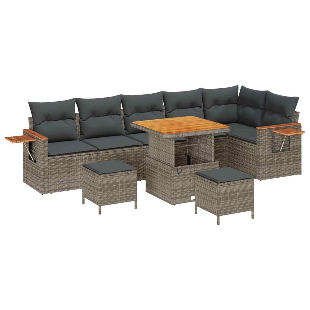 Ensemble de canapé de jardin 9 pc gris polyrotin