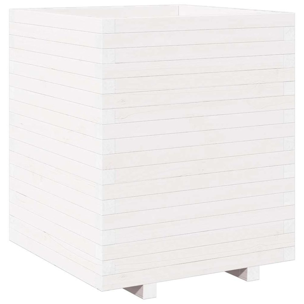 Jardinière blanc 60x60x72,5 cm bois de pin massif